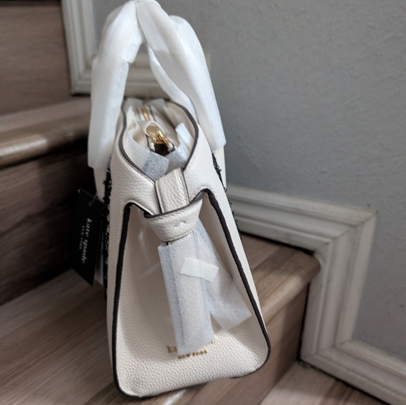 NWT Kate Spade KH022 Knott Raffia Tweed Medium Zip-top Satchel Crossbody - Picture 2 of 5